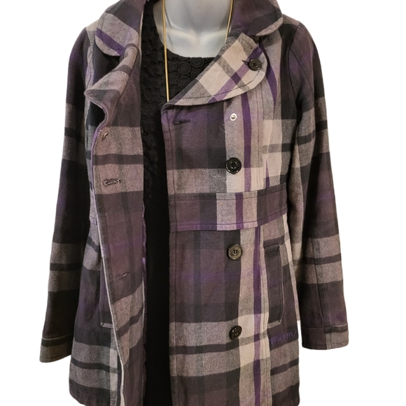 Volcom Purple Plaid Peacoat in sz S EUC - Picture 4 of 10